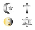 Glossy religion icons vector Royalty Free Stock Photo