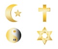 Glossy religion icons vector Royalty Free Stock Photo