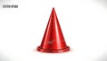 Shiny red cone with white streaks on a light gradient background Royalty Free Stock Photo