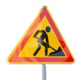 Glossy road works sign