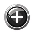 Glossy Round Button with Addition Symbol Inside - Modern Shiny Plus Sign Icon for Applications and Website Interface Royalty Free Stock Photo
