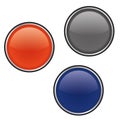 Glossy round Buttons red blue grey. Metal round buttons icon vector eps10. Vector glossy buttons Royalty Free Stock Photo