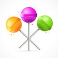 Glossy Round Colorful Lollipops Set. Vector Royalty Free Stock Photo