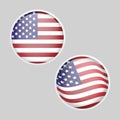 Glossy round glass USA America flag set Royalty Free Stock Photo