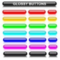 Glossy rounded elongated varicolored buttons