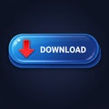 A glossy, rounded rectangular button in blue with the word \