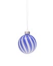 Glossy royal blue and white twisted striped Christmas ball