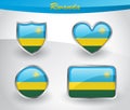 Glossy Rwanda flag icon set