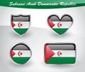 Glossy Sahrawi Arab Democratic Republic flag icon set