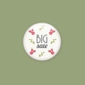 Glossy sale button or badge. Product promotions. Big sale, special offer, 50 off. Spring tag design, voucher template Royalty Free Stock Photo