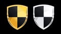 Glossy Security Shield Icon Set in Gold and Silver for Cyber Protection, Data Security and Antivirus Royalty Free Stock Photo
