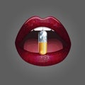 Hot mouth taking pill capsule filled with glitter sparkling dust