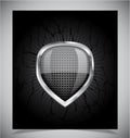 Glossy shield emblem on black background Royalty Free Stock Photo