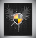 Glossy shield emblem on black background Royalty Free Stock Photo