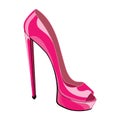 Glossy and shiny pink high heel shoe