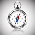 Glossy Silver Compass with windrose. Vector Illustration Royalty Free Stock Photo