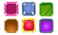 Glossy Squares Set, Colorful Buttons, Game User Interface Assets Vector Illustration Royalty Free Stock Photo