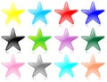 Glossy star set vector Royalty Free Stock Photo