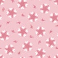 Glossy Stars Surrounded by hearts. Valentines Day Seamless Pattern With Heart and Star Motifs