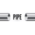 Glossy steel pipe. Tube prodaction banner isolated on white background. Vector illustration