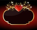 Glossy strawberry heart card Royalty Free Stock Photo