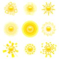 Glossy sun collection. Royalty Free Stock Photo