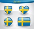Glossy Sweden flag icon set Royalty Free Stock Photo