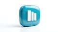 3D Render of Blue Glossy Square Button with White Bar Chart Icon Royalty Free Stock Photo