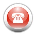 Glossy Telephone Sign Icon Button