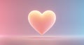 A glossy, three-dimensional heart shape floats against a soft, gradient backgroun