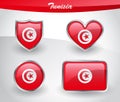 Glossy Tunisia flag icon set Royalty Free Stock Photo