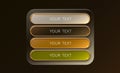 Glossy UI Buttons with Golden Frames for Modern Interfaces. Royalty Free Stock Photo