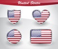 Glossy United States flag icon set Royalty Free Stock Photo