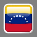 Glossy Venezuela flag icon square button vector design national patriotic symbol for web apps and travel projects design. Royalty Free Stock Photo