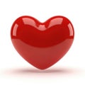 A glossy and vibrant red heart shape with a smooth reflective surface and a subtle shadow Royalty Free Stock Photo