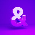 Glossy violet ampersand symbol violet matte background