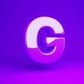 Glossy violet letter G uppercase violet matte background