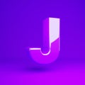 Glossy violet letter J uppercase violet matte background