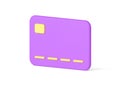 Glossy violet plastic credit card banking data cashless payment realistic 3d icon isometric vector