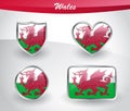 Glossy Wales flag icon set