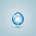 Glossy Water Droplet with Sparkling Highlight on Light Blue Background Royalty Free Stock Photo