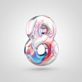 Glossy water marble number 8 isolated on white background