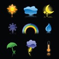 Glossy Weather Icons on Black