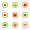 Glossy web button icons set, cartoon style Royalty Free Stock Photo