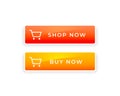 glossy web shop and buy now button with shopping cart Royalty Free Stock Photo