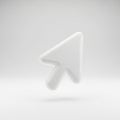 Glossy White Computer Mouse Cursor Arrow Icon Floating on a White Background pointer Royalty Free Stock Photo