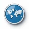 Glossy World Map Button on White, Global, Planet Royalty Free Stock Photo