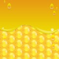 Glossy yellow background with honeycomb