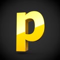 Glossy yellow paint letter P lowercase with softbox reflection