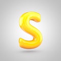 Glossy yellow paint letter S uppercase